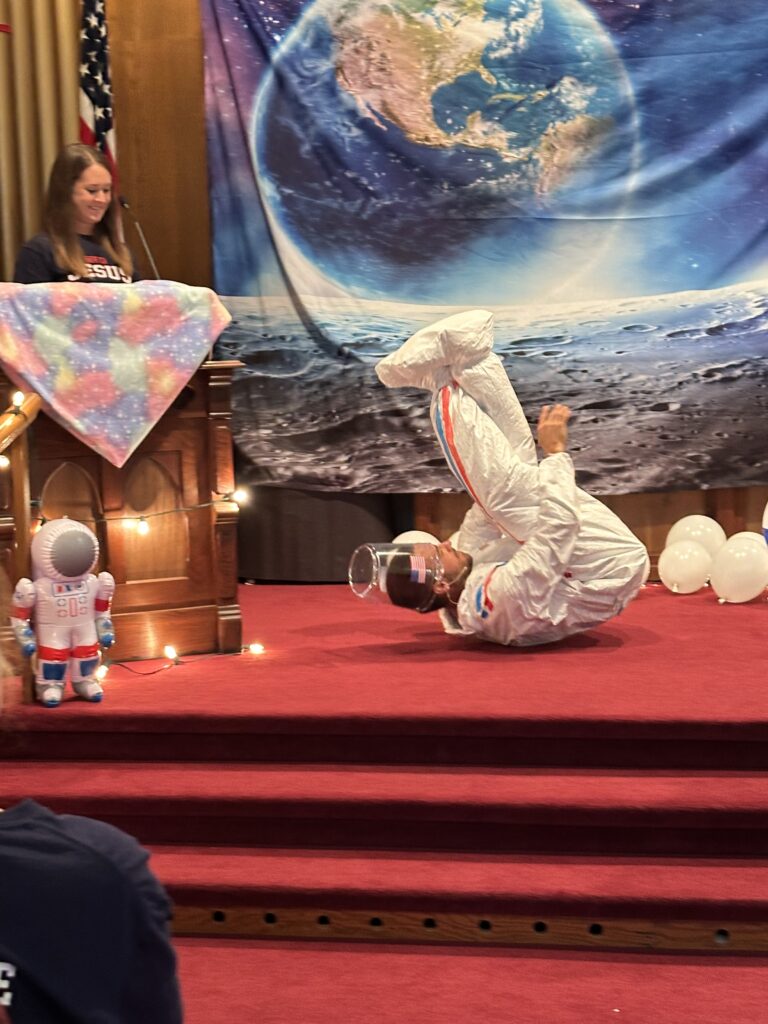 Reggie, the space man in training kept us entertained with his antics!